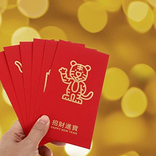 Кинески Црвен Плик Новогодишни Црвени Пликови Хонгбао: 12 парчиња 2022 Кинески Пликови Со Црвен Џеб Годишно Црвени Пакети Со Готовина Хонг