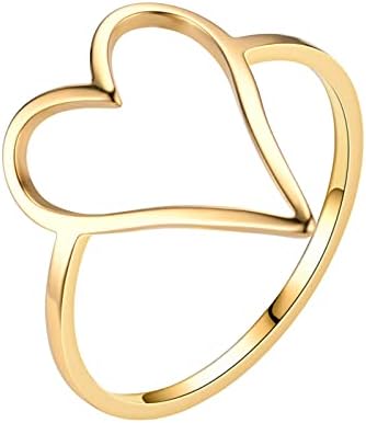 Titaniumенски челик во форма на срце, женски обичен прстен не губи боја од не'рѓосувачки челик прстен во форма на срце, 1012