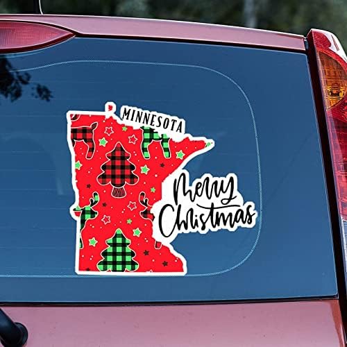 Божиќни налепници Минесота домашна држава налепници Мери Божиќ Минесота мапа за автомобили Декл Божиќ декорација прозорец Декл декл Декал умре