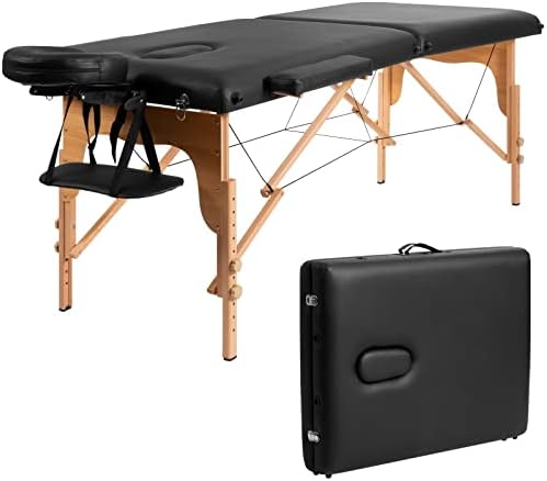 Liruxun 84 l преносна маса за масажа прилагодлива спа -кревет тетоважа w/носење кутија црна