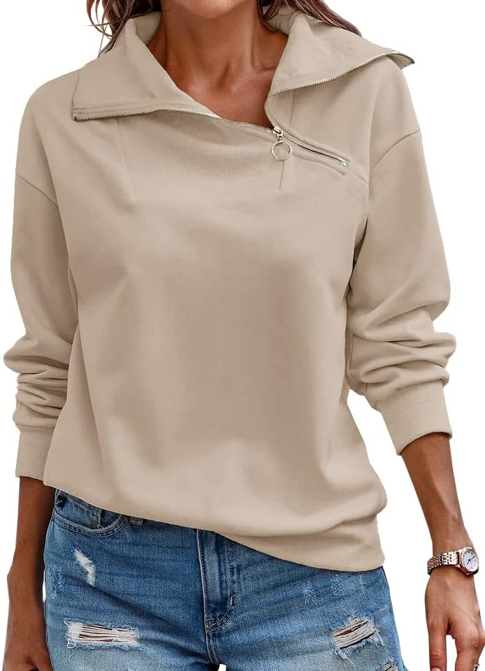 Женски патент џемпер за џемпер со долги ракави пулвер обични лабави џемпери врвни маици