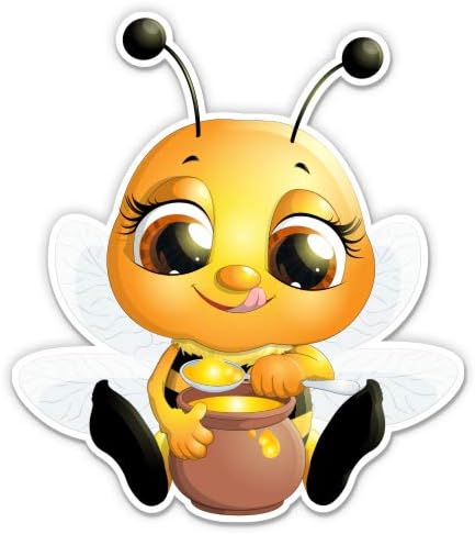 Слатка Мала Пчела Со Мед-12 Винил Налепница Водоотпорен Налепница