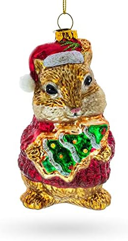 Хрчак со минијатурно стакло од дрво Божиќен украс