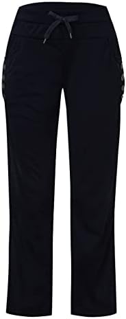 Женски обични работни панталони лабава удобна широка нога мека влечење јога проточна широко панталони за нозе со џебови со џебови