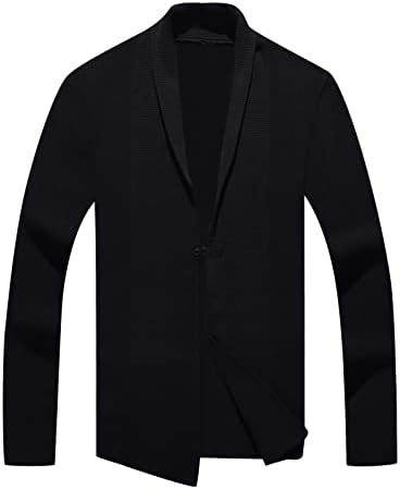 Менс есен моден рекреација солидна прицврстена тенка јакна блуза палто бејзбол кардиган преголем џемпер мажи