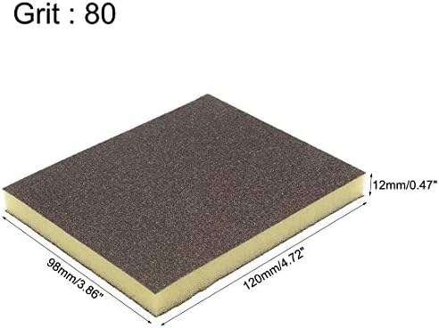 uxcell пескање сунѓерски блокови 80-решетки груби решетки за песок за песок за кујнски метал/сув wallид/дрво 12 парчиња