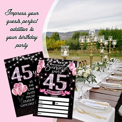 45 -та картичка за покана за роденденска забава - Покани со розово злато со печатење на роденденски знаци на задниот дел од двострани