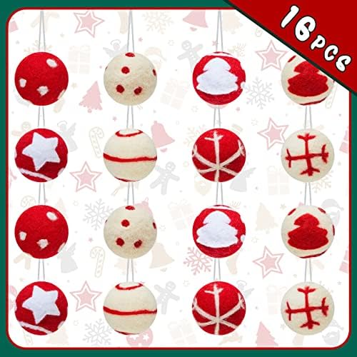 Jecery 2 инчи почувствува Божиќни украси топки големи чувствувани топки за новогодишни украси за новогодишна елка што висат почувствувана