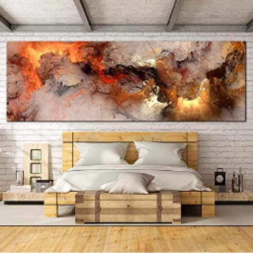 Апстрактна пејзаж оган облак платно постери и отпечатоци wallидни уметности слики дневна соба дома декор 60x180см со димензии
