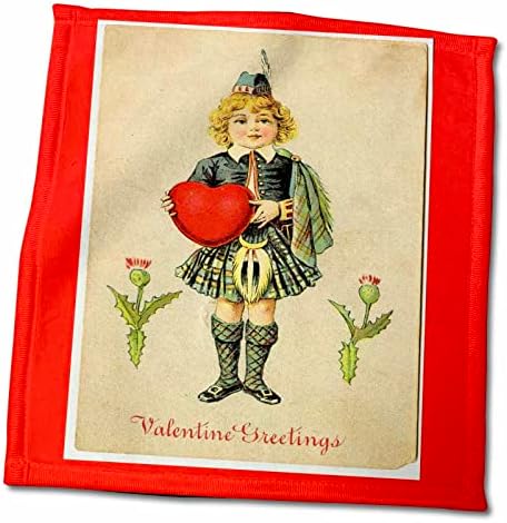 3drose Florene Holiday Graphic - Шкотско момче со црвено срце - крпи