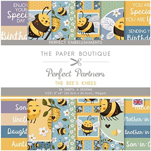 Бутик за хартија - Совршени партнери - колена на пчелите - украси, разнобојни, 8 x 8 инчи