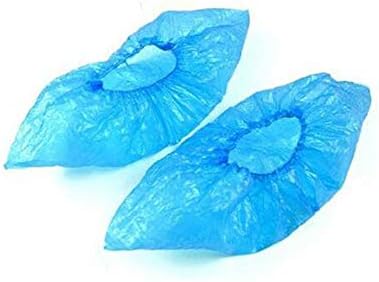 Xingzi 100 парчиња сина боја за еднократна употреба PE пластика водоотпорен водоотпорен прашина за чистење чевли со гумени еластични