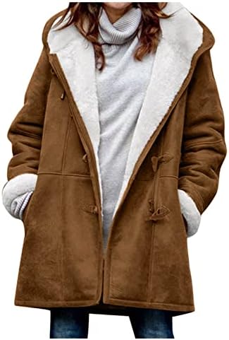 Nokmopo плус големина женски зимски палта женски обични модни лабави цврста боја капа плус јак јака од руно