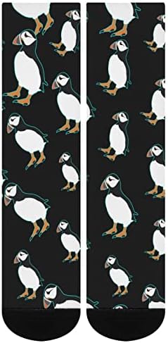 Пуфин Птица Печатени Боја Појавување Чорапи Атлетски Колено Високи Чорапи За Жени Мажи