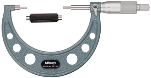 Mitutoyo 111-119 Spline Micrometer, Ratchet Stop, опсег од 100-125мм, дипломирање од 0,01мм, +/- 0,004мм точност, врв од 10мм