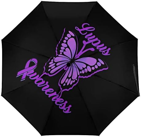 Пеперутка Лупус Свест Лента Патување Чадор Пренослив Ветроупорен Преклопен Чадор За Дожд Автоматско Отворање Затвори