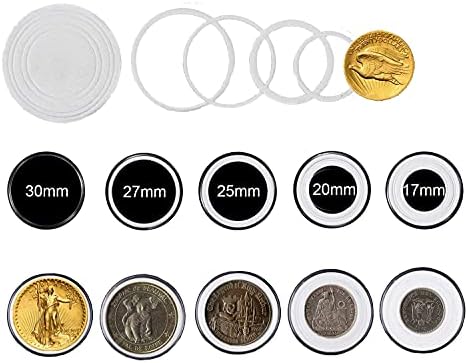 XYZsundy 100 Парчиња 30mm Монета Капсула, 5 Големини Заштита Заптивка, Држач За Монети Случај Со Кутија За Организатор За Складирање