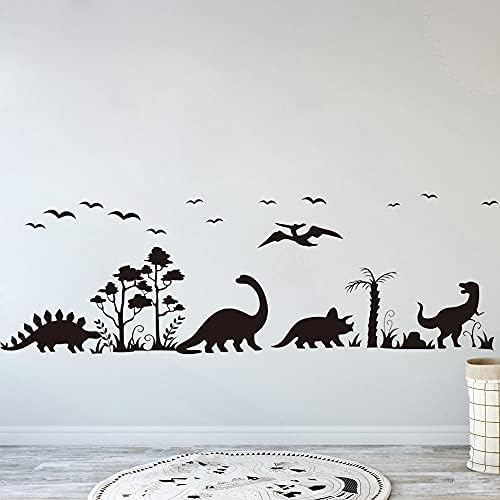 Налепница со wallидови со голема големина диносаурус животинско шумско дрво птица дома декор спална соба дневна соба јура парк