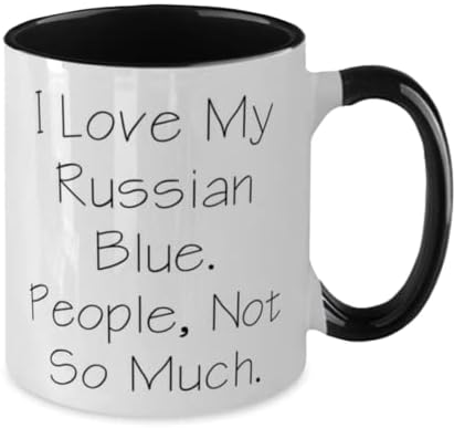 Несоодветна руска сина мачка, ја сакам мојата руска сина боја. Луѓе, не толку, ефтина кригла со два тона 11oz за loversубители на мачки