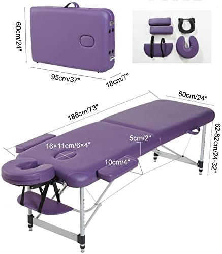 Меморија пена масажа за масажа за масажа за масажа салон спа -кревет табела за тетоважа прилагодлива висина со алуминиумски нозе кои носат