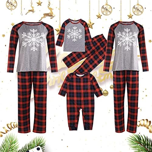 Божиќни жени со долги ракави, карирани печати, панталони, семејна облека, пижами Семејство Божиќни пижами поставени 3XL