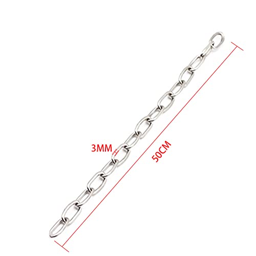 Безбедносни ланци од не'рѓосувачки челик 20in x 3mm долг ланец на врски прстени со светлосен ланец на калем за виси влечење влечење