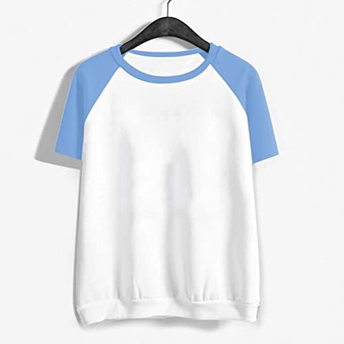 Mtsdjskf Обична маица за жени женски обичен маица екипаж екипаж со кратки ракави со блуза, тинејџерска девојка тинејџерка