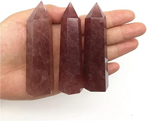 Binnanfang AC216 3PC Природна рака врежана црвена јагода кристална точка кварц лековита енергија за домашни украси природни камења