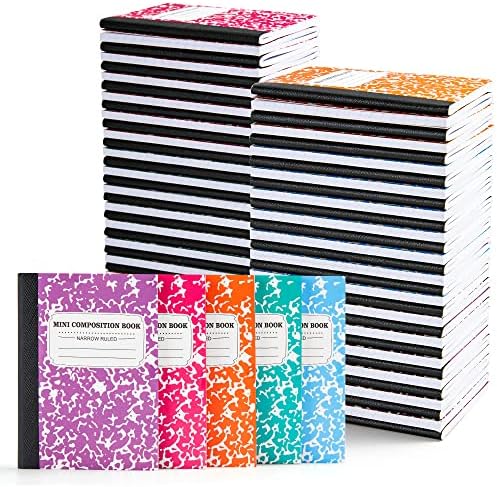 Feela 70 Pack Mini композиција Белезници за тетратка, симпатична џебна композиција, подлога за белешки, мали списанија за училишни материјали за студенти, 4,5 x 3.25, Тесен вла?