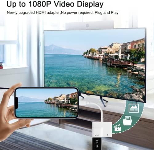 Адаптер за iPhone Masaya HDMI за ТВ, дигитален AV адаптер 1080P Видео и аудио синхронизација на екранот AV адаптер за iPad, поддршка