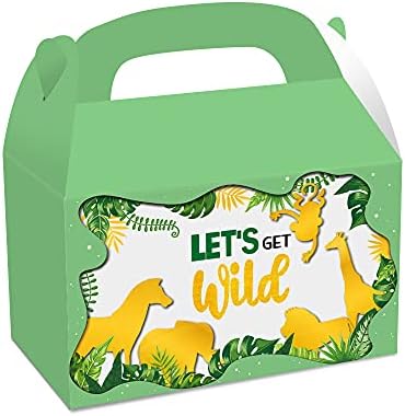 Ggsell животински зоолошка градина за забави за подароци кутии за подароци бебе туш животински џунгла тема роденденска забава украси 12 пакувања