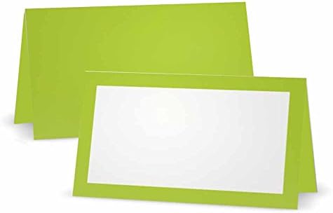 Картички со вар зелено место - рамен или шатор - 10 или 50 пакувања - бел празен фронт со цврста граница во боја - табела за поставување