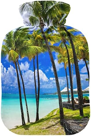 Оаренкол тропска плажа палма од топла вода шише сина океан торба со топла вода со покривка за топла и ладна компресија 1 литар