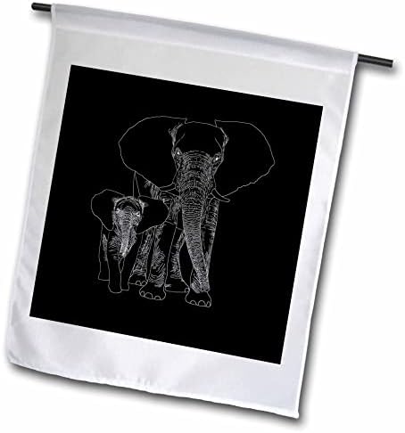3дроза Црно-Бел Цртеж на Дивиот Свет И Африкански Слон и Бебе. - Знамиња