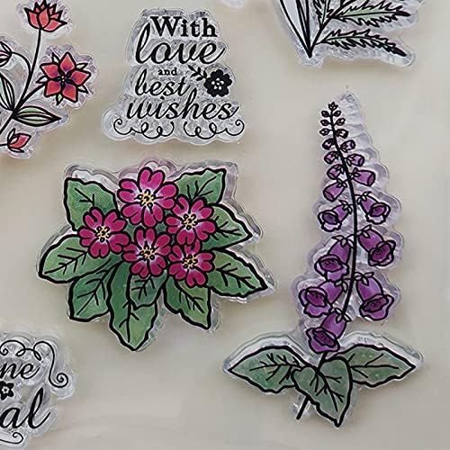 Abchoice Мали цвеќиња јасни марки - Печат за еднократно користење за декорација за правење картички за DIY
