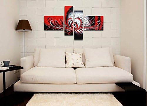 Музагоро уметност масло сликарство рачно насликана на платно црна и црвена апстрактна слики со простории за дневна соба истегната л