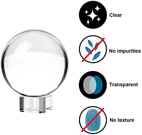 Neewer 80mm/3inch Чиста кристална топка глобус со бесплатен кристален штанд за фенг шуи/дивинација или свадба/дом/канцеларија декорација