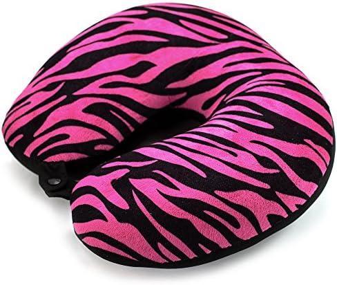 Екстра мека стилска микро монистра перница за вратот, микро монистра за поддршка на удобност - розова зебра