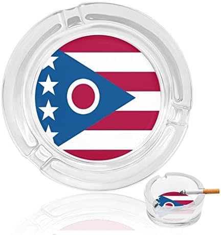 Државно знаме на Охајо, тркалезно стакло од стакло од пепелници за цигари, слатка сад за пушење пепел