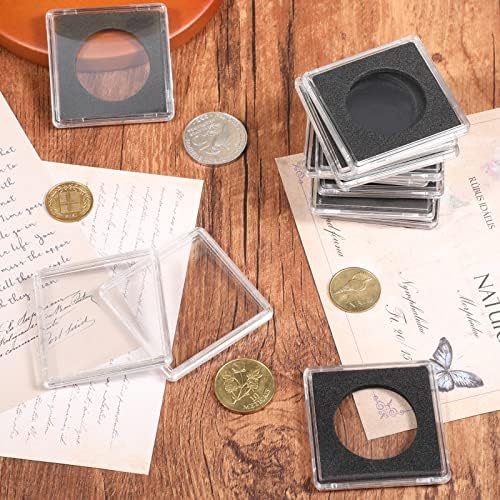 12 Парчиња Држач За Монети Од Сребрен Долар, 2 х 2 Држачи За Монети Од Половина Долар Монета Капсула Монета Прилепува Пластична Кутија