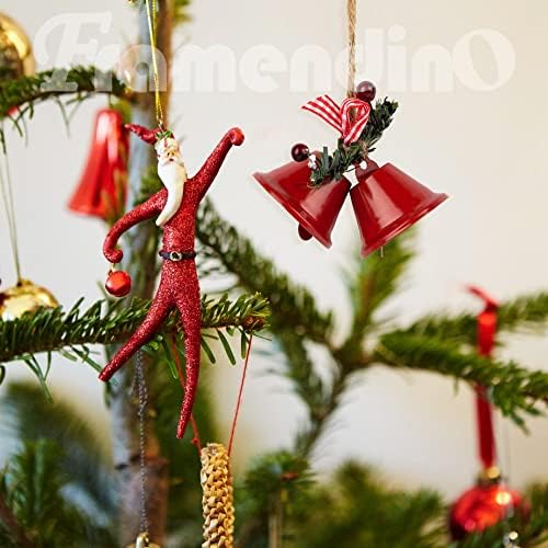 Framendino, 12 Пакет Црвени Божиќни Ѕвона Метални Гроздобер Божиќни Ѕвона Со Елка Виси Украс Ѕвона За Божиќ Дома Декор