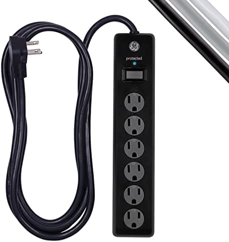 GE 6-Outlet Surge Protector, 6 ft продолжен кабел, црна, 33661 & Protector, 10 ft продолжено кабел, лента за напојување, 600