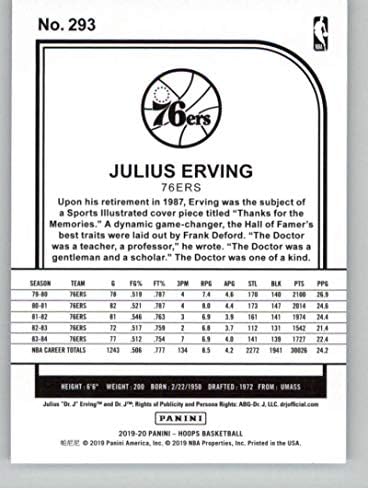 2019-20 Панини обрачи 293 Julулиус Ервинг Филаделфија 76ерс во НБА кошаркарска трговска картичка
