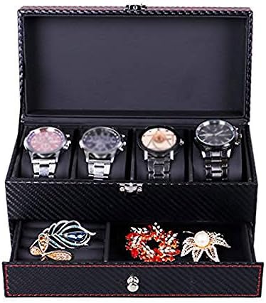 Кутија За Накит МАКСБУС-Карирана Кутија За Складирање Часовници И Кутија За Складирање Накит Црно