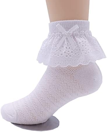 Xiyadun 4 пакет дете/детски девојки памучни чипка чорапи принцеза фустани чорапи