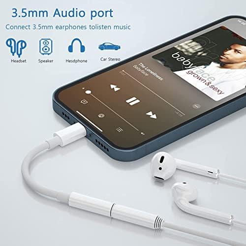 Молња до 3,5 мм Адаптер за приклучоци за слушалки, [Apple MFI овластен] Адаптер за слушалки со 2 пакувања за конвертор на iPhone Dongle Auxiliary