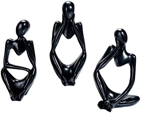 3 парчиња модерен декор за седење на мислител статуа Апстрактна скулптура, декор на полици акценти смола колекционерски фигурини за домашна