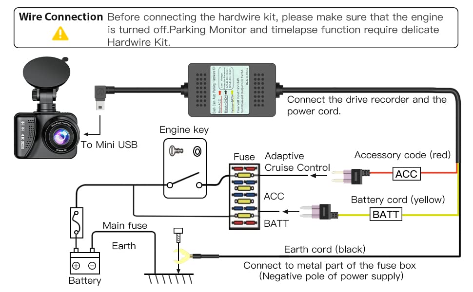 Цртичка Камери Хардвер Комплет, 11.5 стапки МИНИ USB-Порт Хард Жица Комплет За Dashcam, Конвертира 12v-24V ДО 5V/3A Нисконапонска