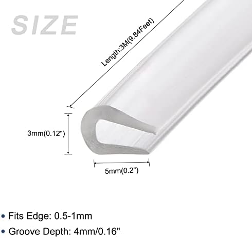 Metallixity Edge Trims 1pcs, PVC U-Seal се вклопува 0,5-1mm Edge Seal Strip-За заптивки на прозорецот на домашната врата, транспарентен