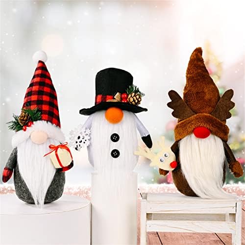 Peohud 3 Пакет Божиќни гноми плишани, рачно изработени шведски том, божиќни кукли за декорација на Дедо Мраз, снежен човек, ирваси за домашна